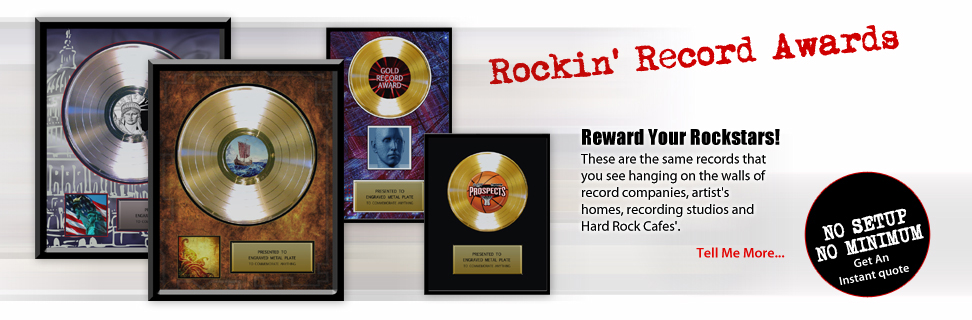 Gold and Platinum Record Awards provided by Brand O' Guitar Company.